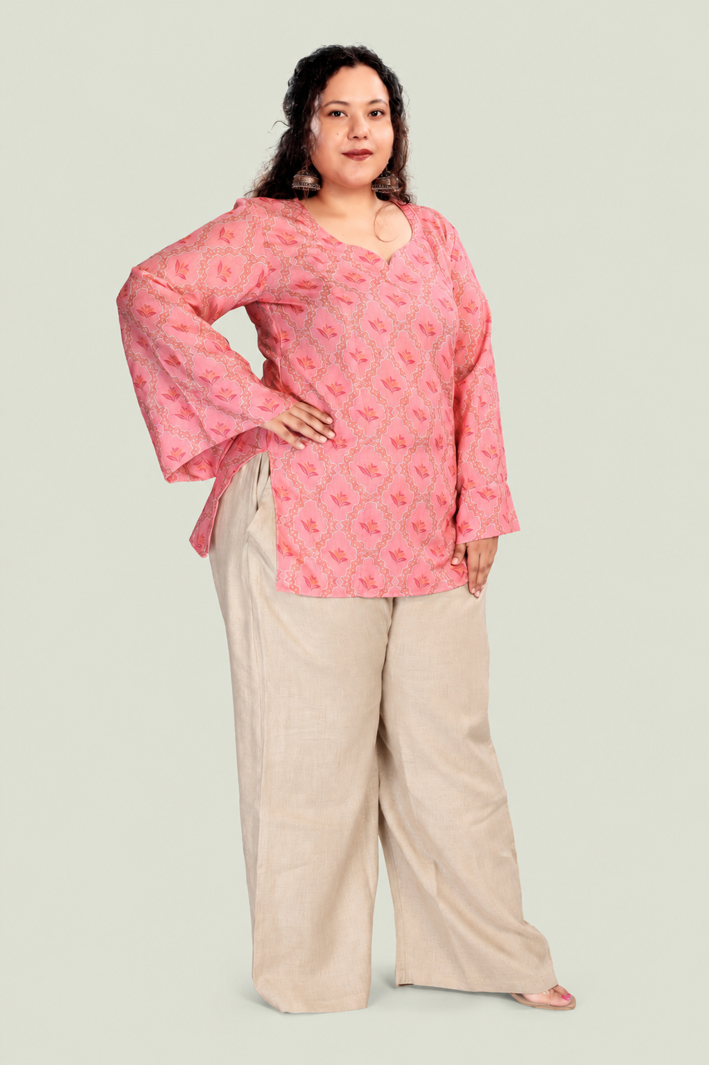 Paan Neck Flared Sleeves Top