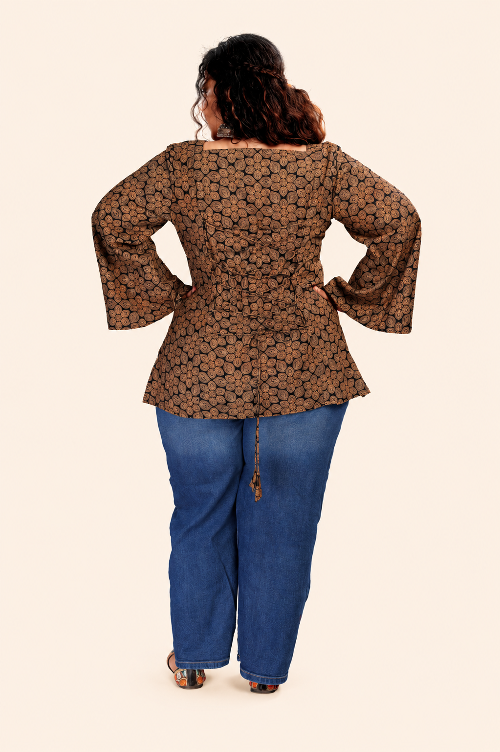 Square Neck Flared Sleeves Top