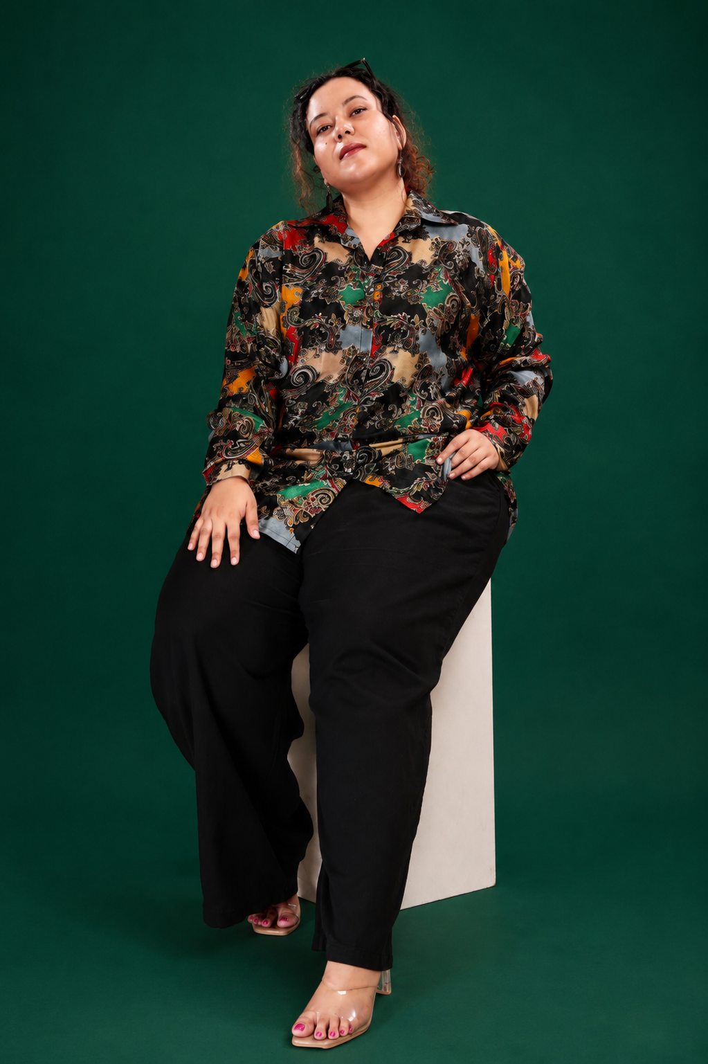 Indian Print Oversized Shirt