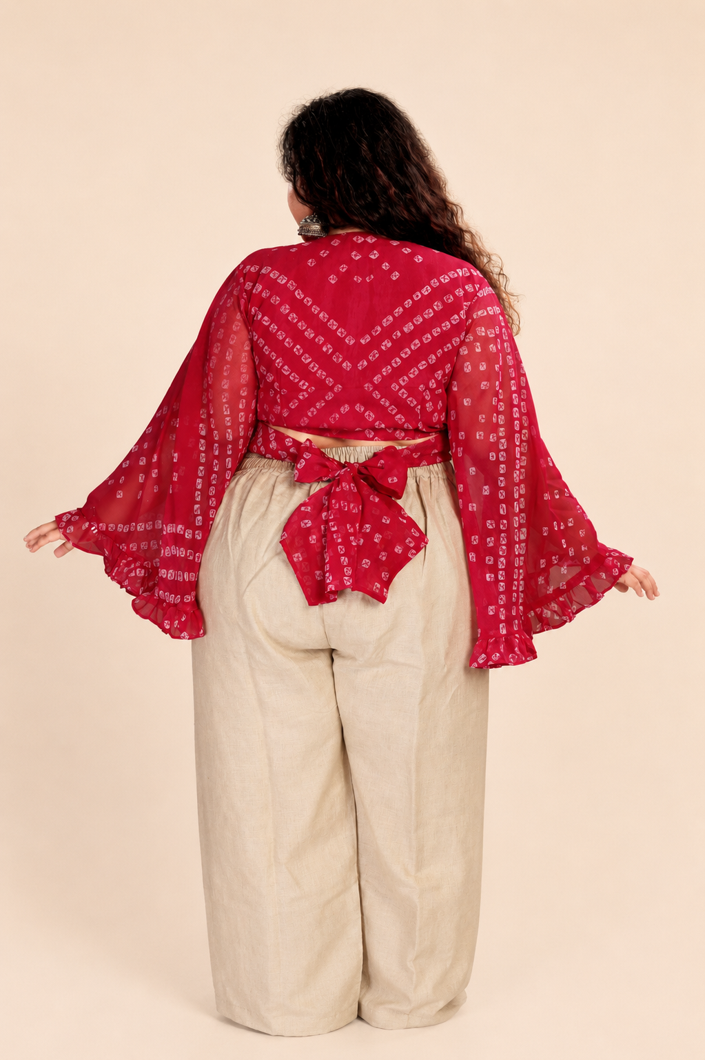 Overlap Flared Sleeves Top