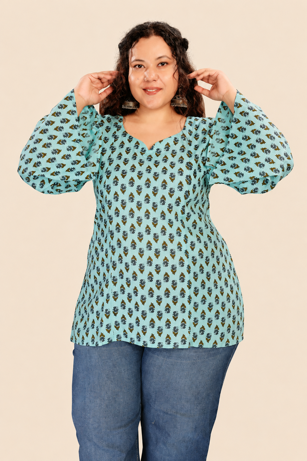 Paan Neck Flared Sleeves Top
