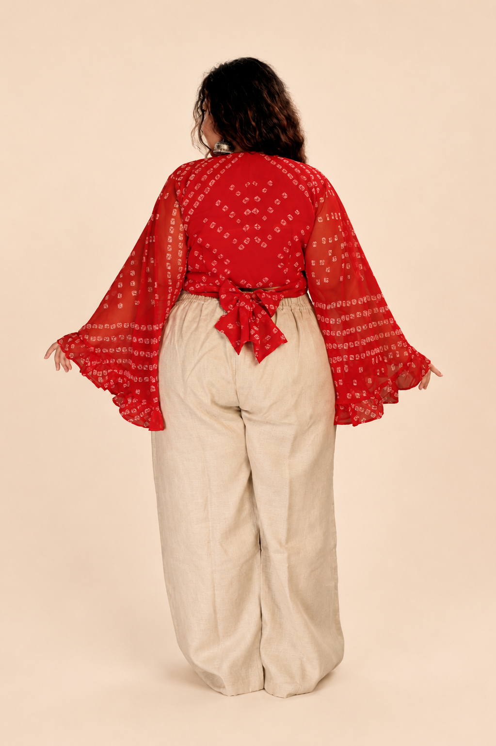 Overlap Flared Sleeves Top