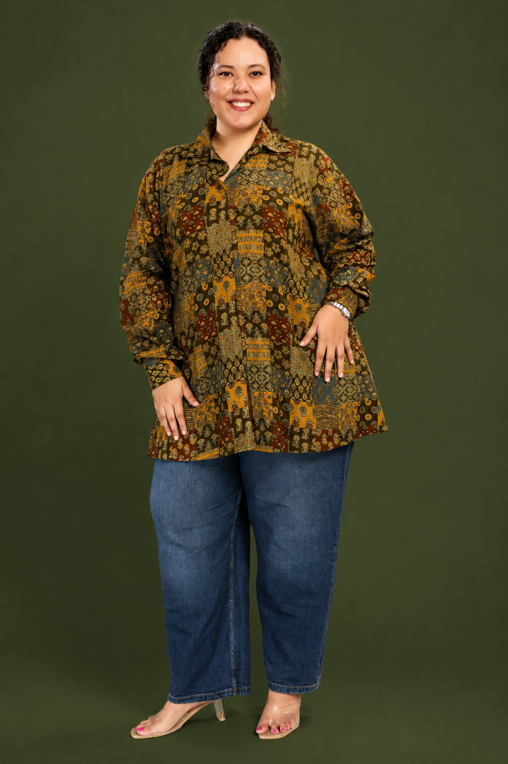 Indian Print Oversized Shirt