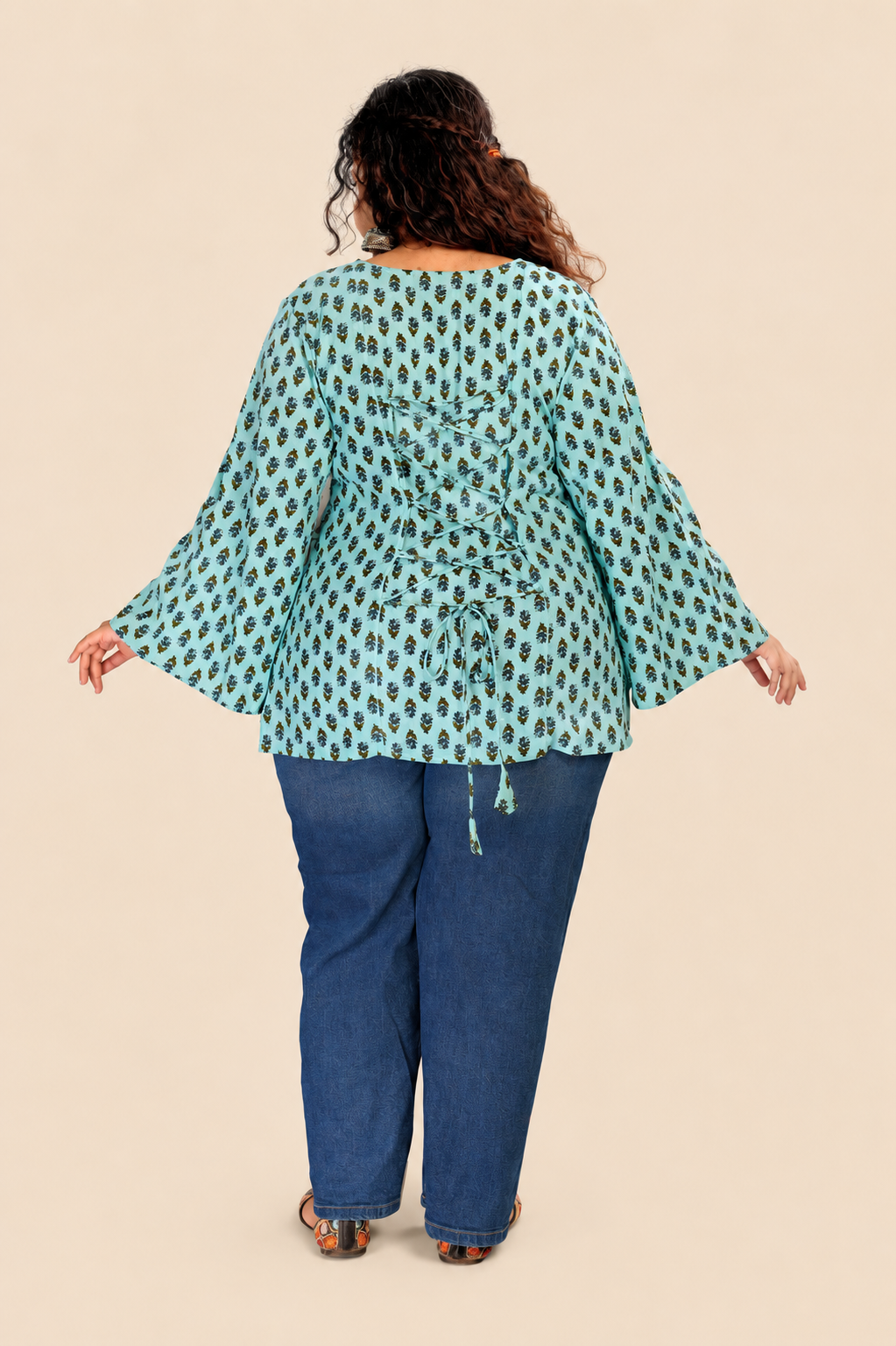 Paan Neck Flared Sleeves Top