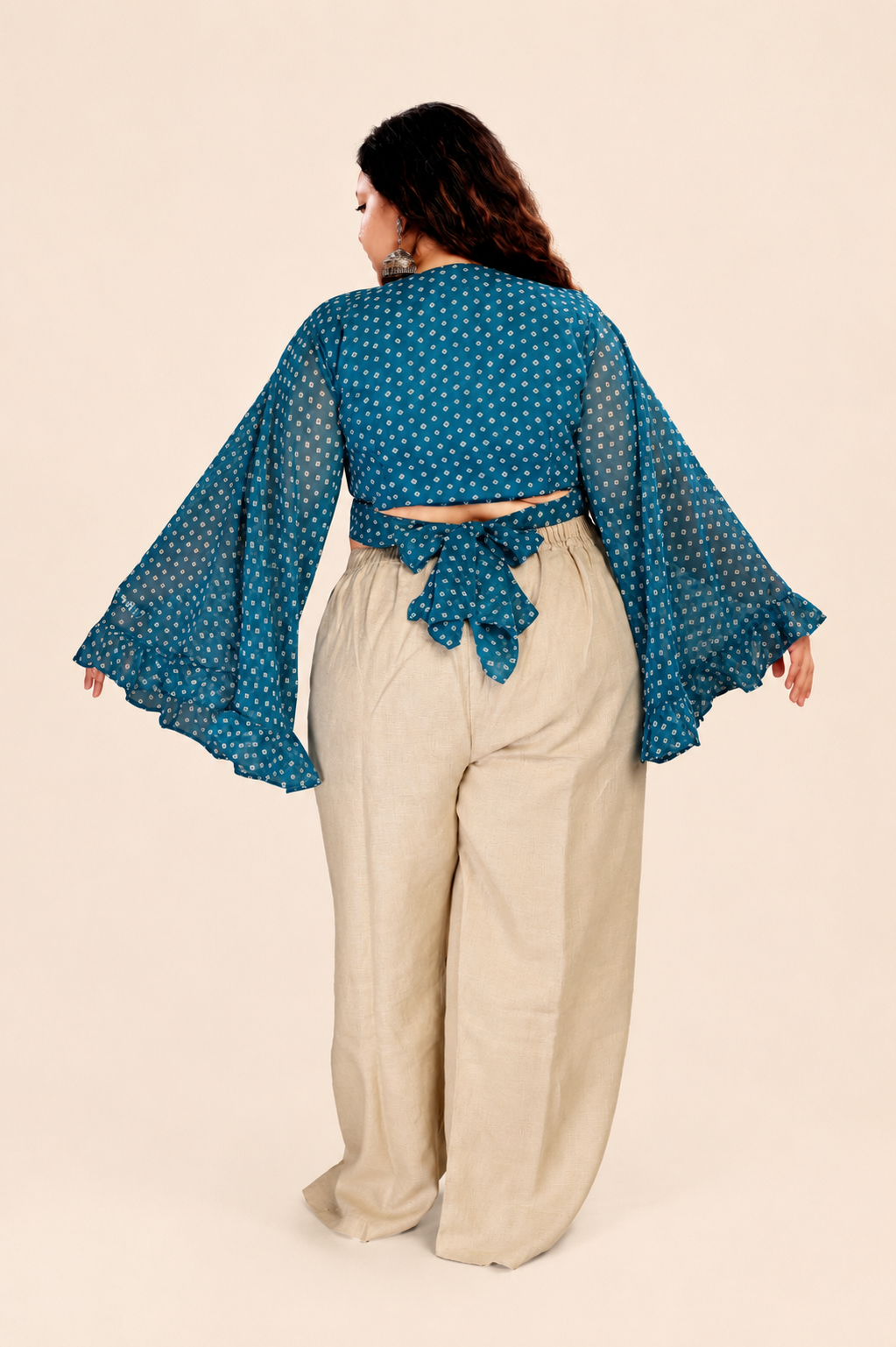 Overlap Flared Sleeves Top